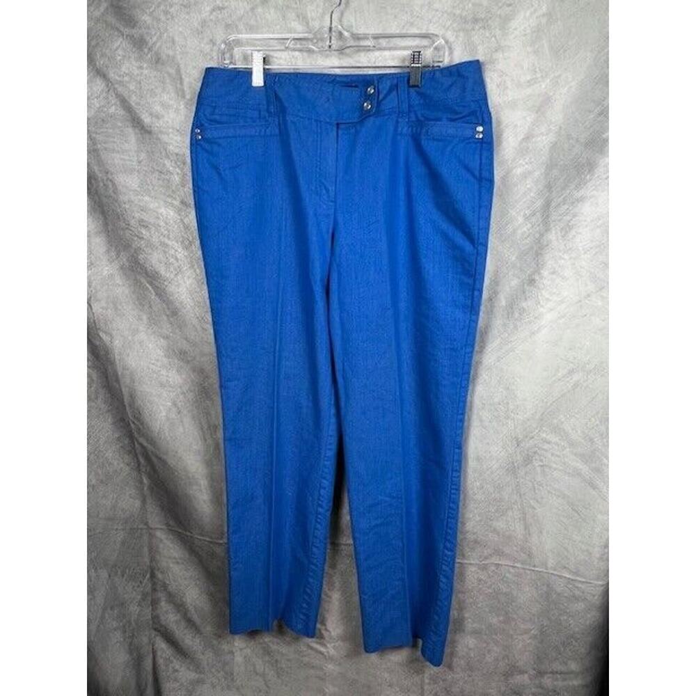 Larry Levine Women's Size 14 Double Snap Straight Leg Blue Jeans - Picture 2 of 9